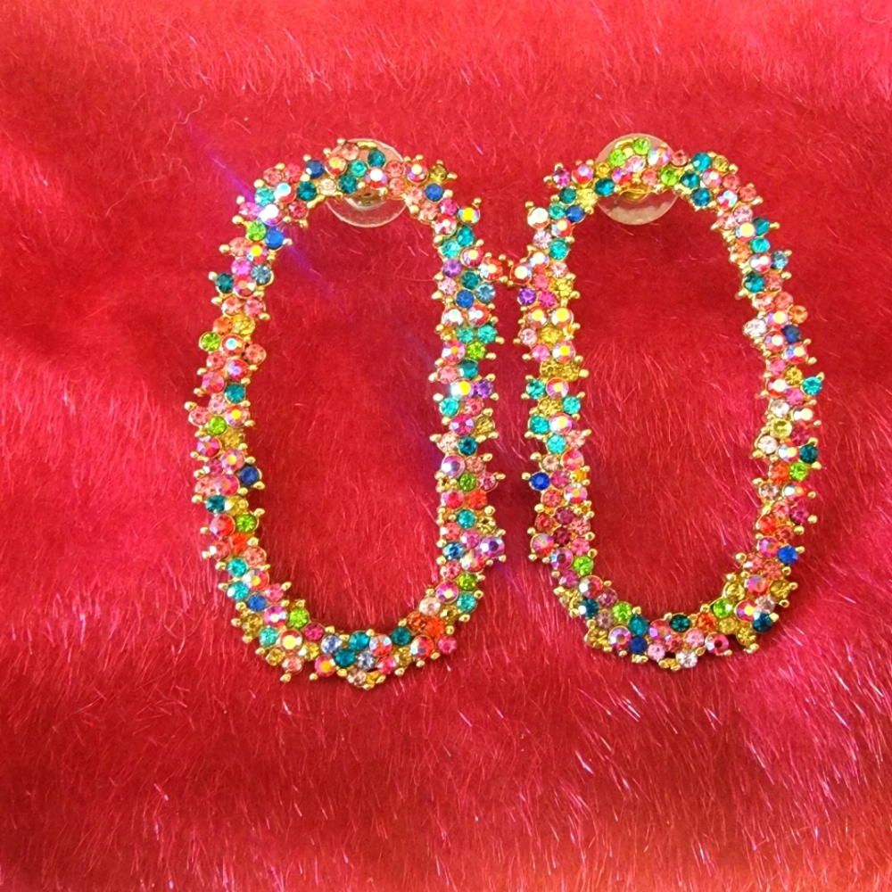 Multicolored stone earrings